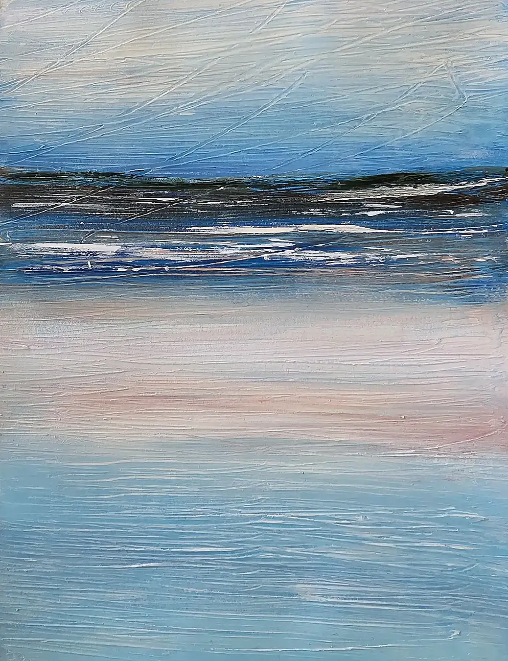 Wasser 1, Acryl-Struktur auf Papier, 23 × 30 cm – © Erika Müller, emarelleart.ch