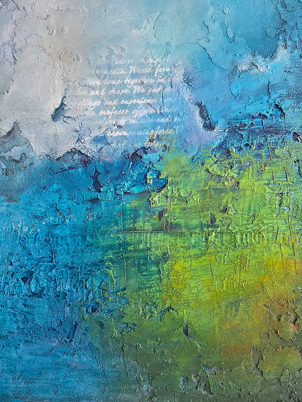 Unterwasserwelt, Acryl-Struktur auf Leinwand, 70 × 100 cm, 2025 – © Erika Müller, emarelleart.ch