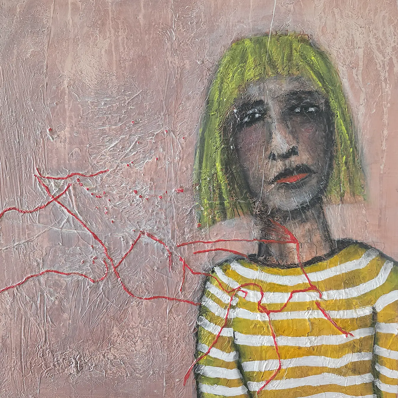 Lebenslinien, Acryl-Struktur auf Leinwand, 60 × 60 cm, 2025 – © Erika Müller, emarelleart.ch