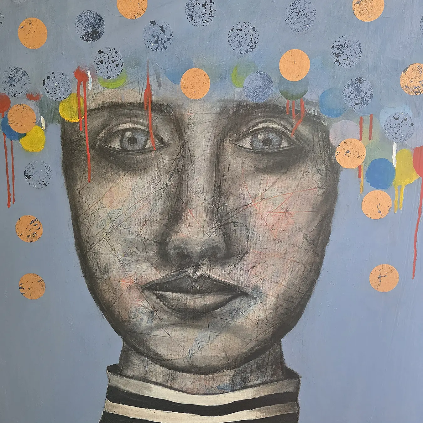 Farbe muss sein, Acryl Mixed Media auf Leinwand, 80 × 80 cm (× 4 cm), 2025 – © Erika Müller, emarelleart.ch