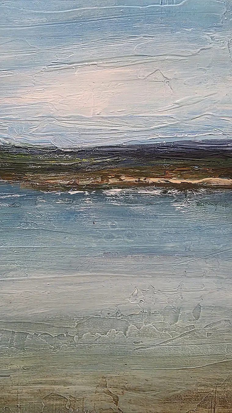 Wasser 3, Acryl-Struktur auf Papier, 23 × 40 cm, 2026 – © Erika Müller, emarelleart.ch