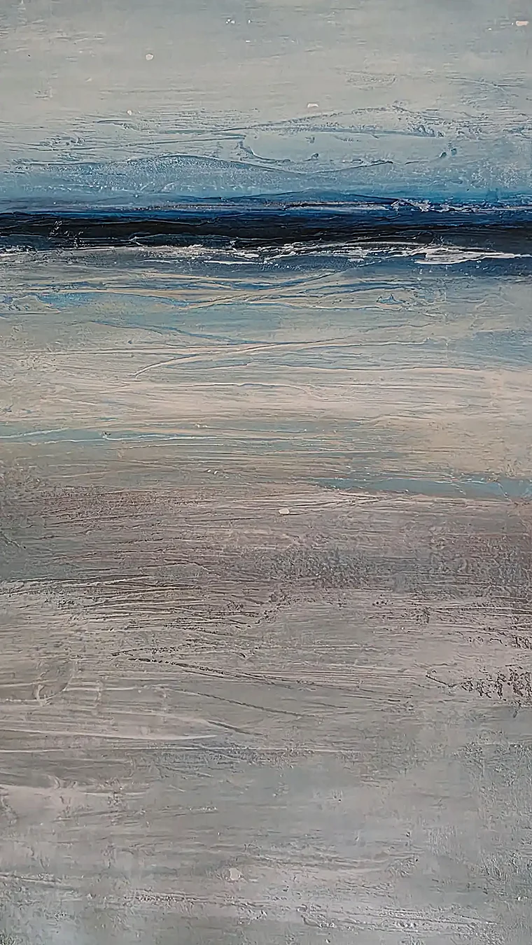Wasser 5, Acryl-Struktur auf Papier, 23 × 40 cm, 2026 – © Erika Müller, emarelleart.ch