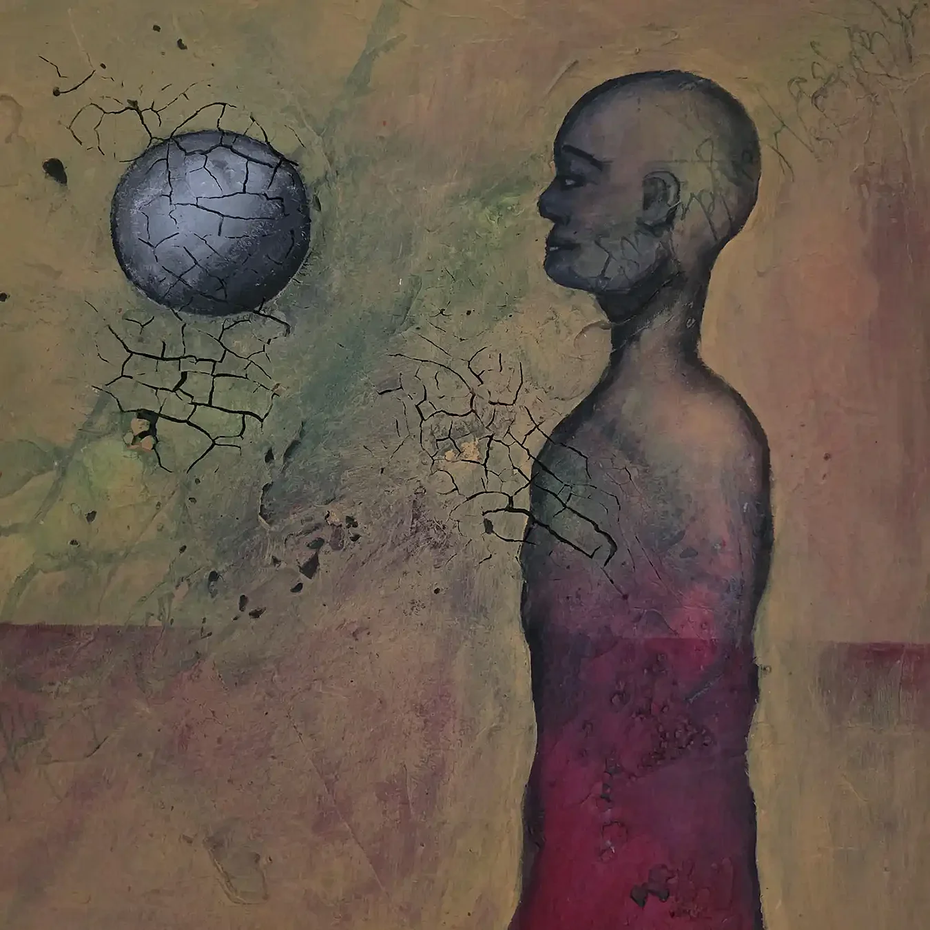 Was passiert?, Acryl-Struktur auf Leinwand, 60 × 60 cm, 2025 – © Erika Müller, emarelleart.ch